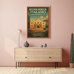 Alamo Sunset Vintage Poster: Texas Heritage Art Print
