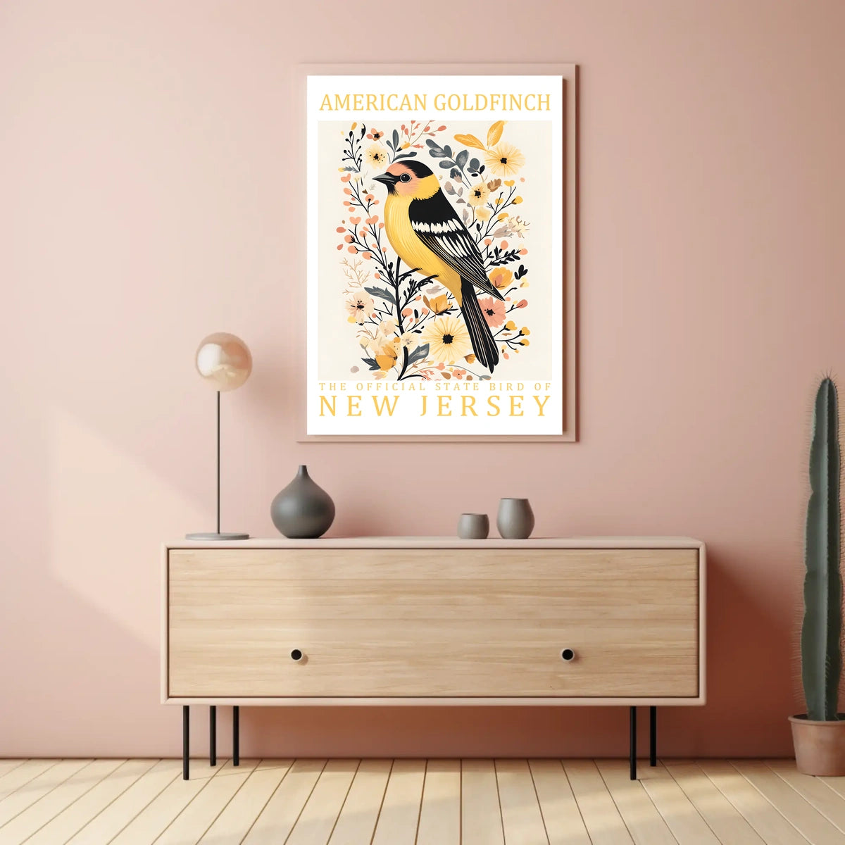 American Goldfinch Modern Botanical Art Poster