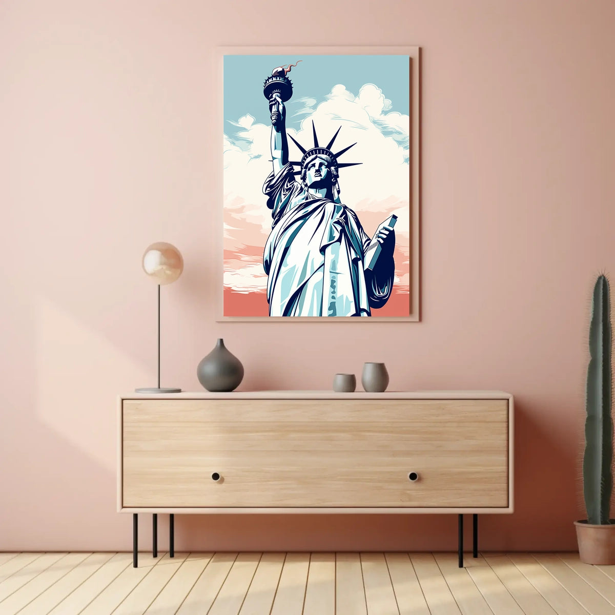 Liberty Spectacle in Artistic Travel Poster