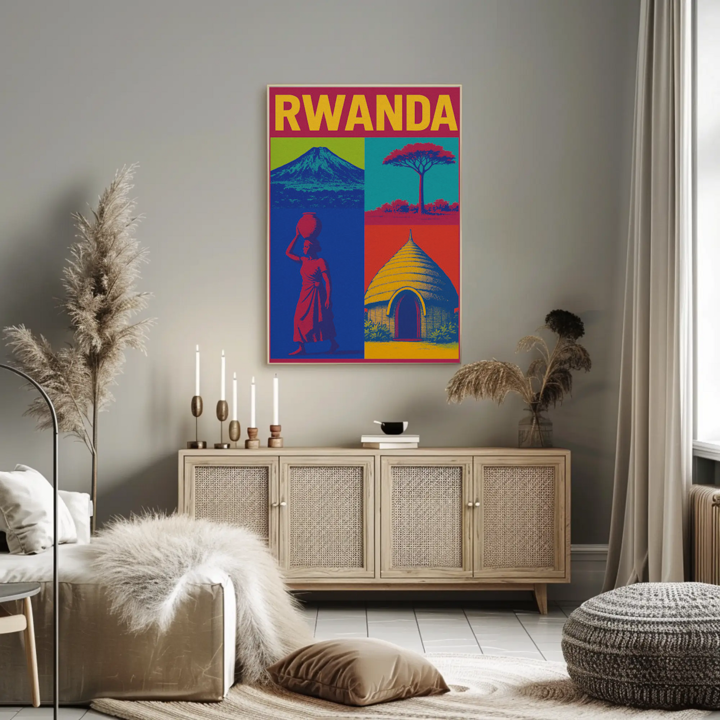 Rwanda Pop Art Iconic Scenes Poster Travel