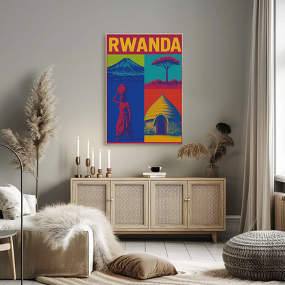 Rwanda Pop Art Iconic Scenes Poster Travel