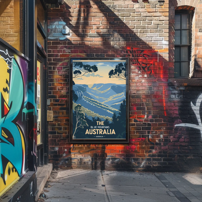 Blue Mountains Australia Vintage Travel Poster - Hills & Valleys