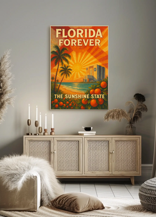 Florida's Iconic Sunshine Vintage Travel Poster