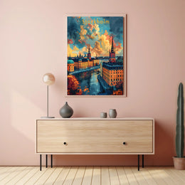Romantic Stockholm Architecture Illustrated Travel Poster