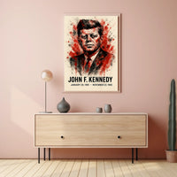 Iconic JFK Tribute Vintage Presidency Portrait Patriotic Realism Wall Art Poster