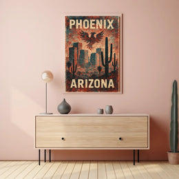 Phoenix Arizona Desert Scenic Vintage Travel Poster