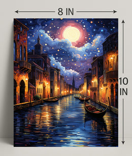 Moonlit Venice Canal Poster