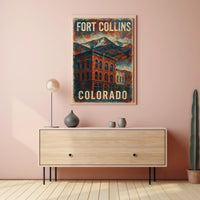 Fort Collins Colorado Scenic Vintage Travel Print Heritage Home Decor Enthusiast Poster