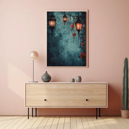 Enchanted Lanterns And Roses Poster