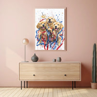 Silhouette Child With Fireworks In Night Sky Poster