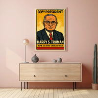 Harry S. Truman 33rd President of the United States Inked Comic Style Poster