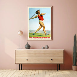 Soviet Javelin Thrower Vintage Art Sports Poster