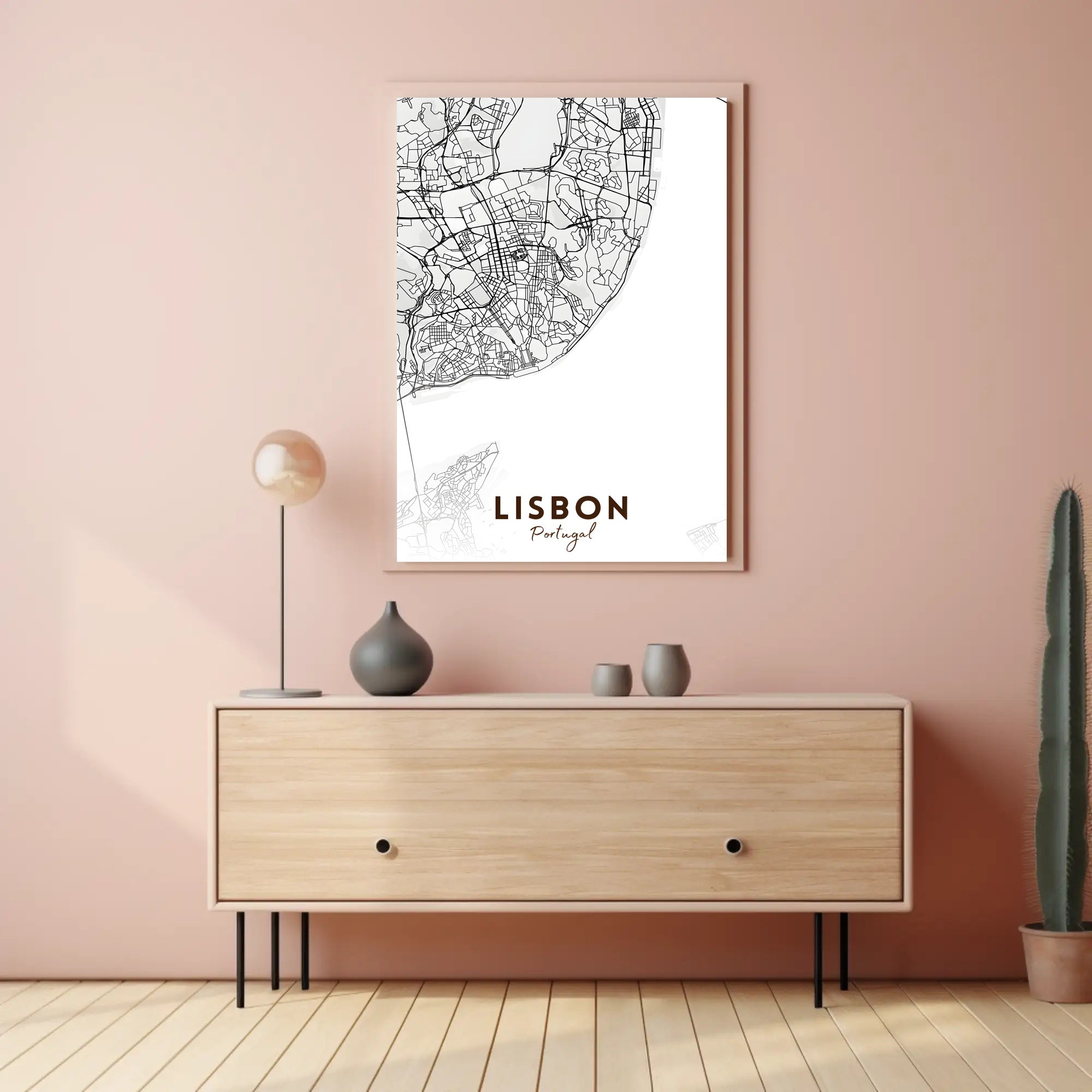 Lisbon Modern Minimalist Map Art Print Urban or Cityscape Poster
