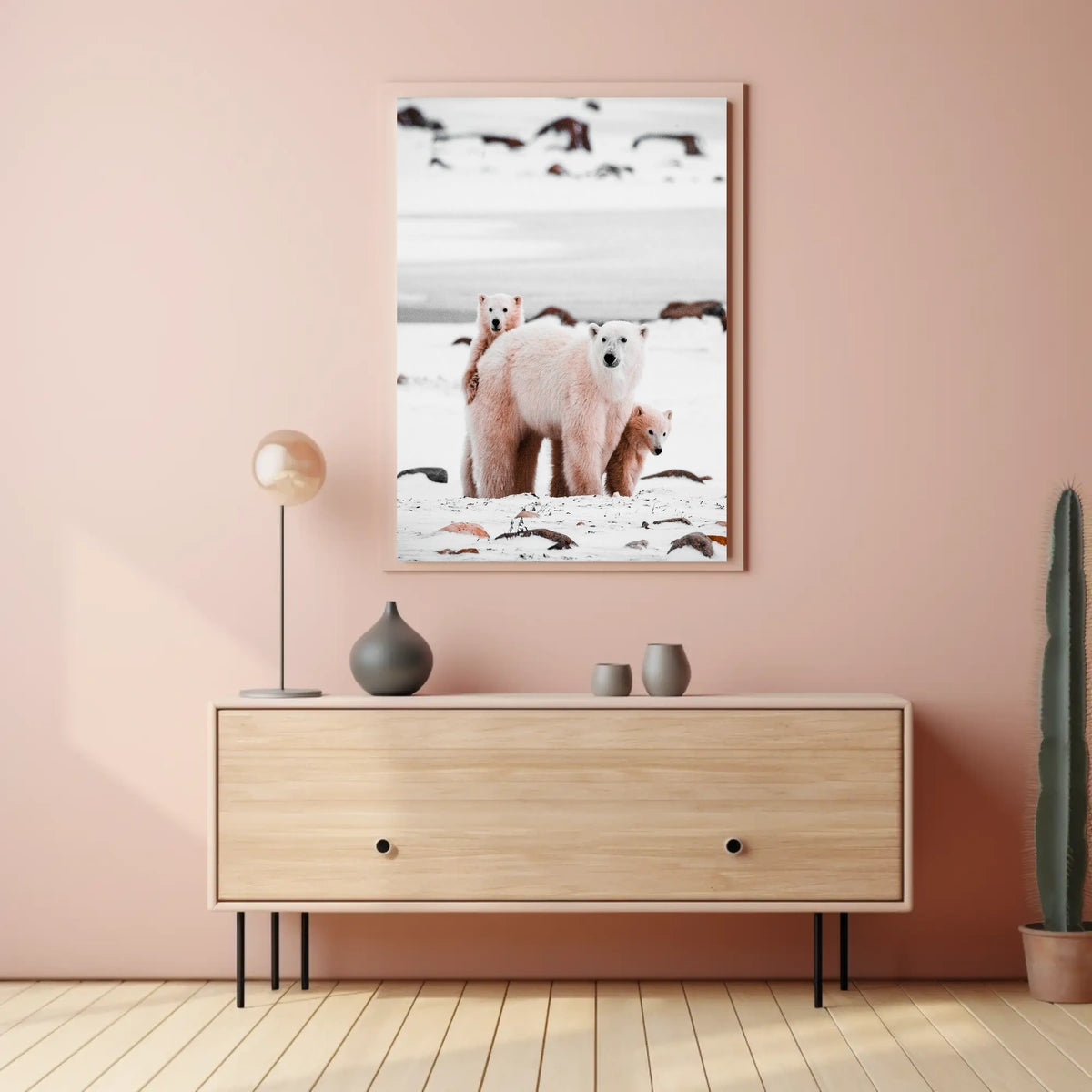 Polar Bear Family in the Arctic Poster