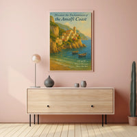 Amalfi Coast Vintage Travel Poster: Romantic Serenity