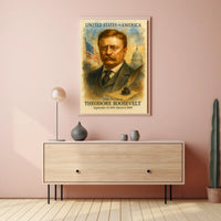 Theodore Roosevelt 26th President of the United States Vintage Watercolor Poster