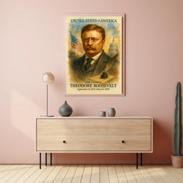 Theodore Roosevelt 26th President of the United States Vintage Watercolor Poster
