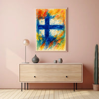 Abstract Finnish Flag Abstract Poster