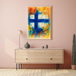 Abstract Finnish Flag Abstract Poster