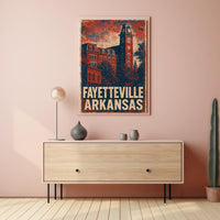 Fayetteville Vintage Travel Architecture Patriotic Poster