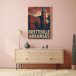 Fayetteville Vintage Travel Architecture Patriotic Poster