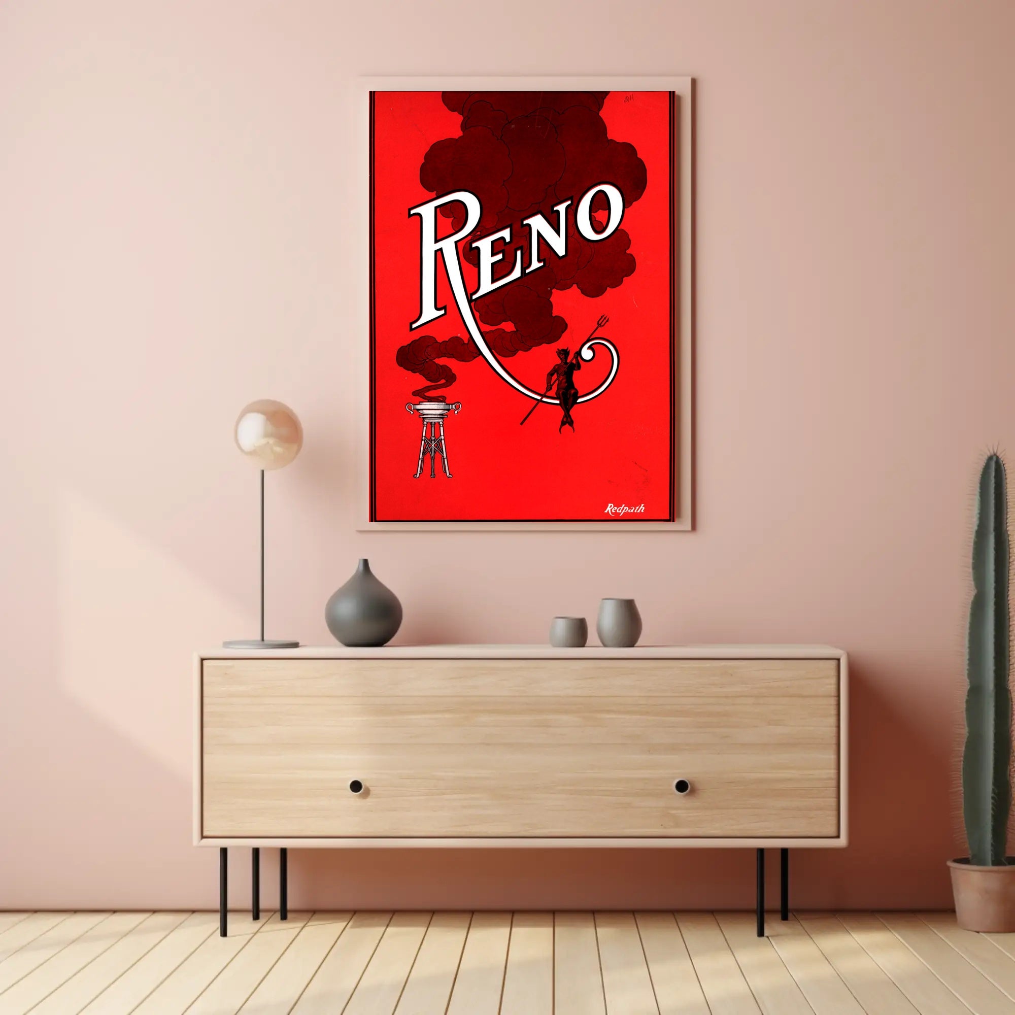 Devilish Reno Art Deco Vintage Travel Poster