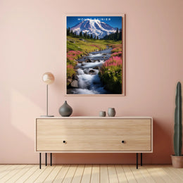 Mount Rainier Vintage Travel Poster Wall Art