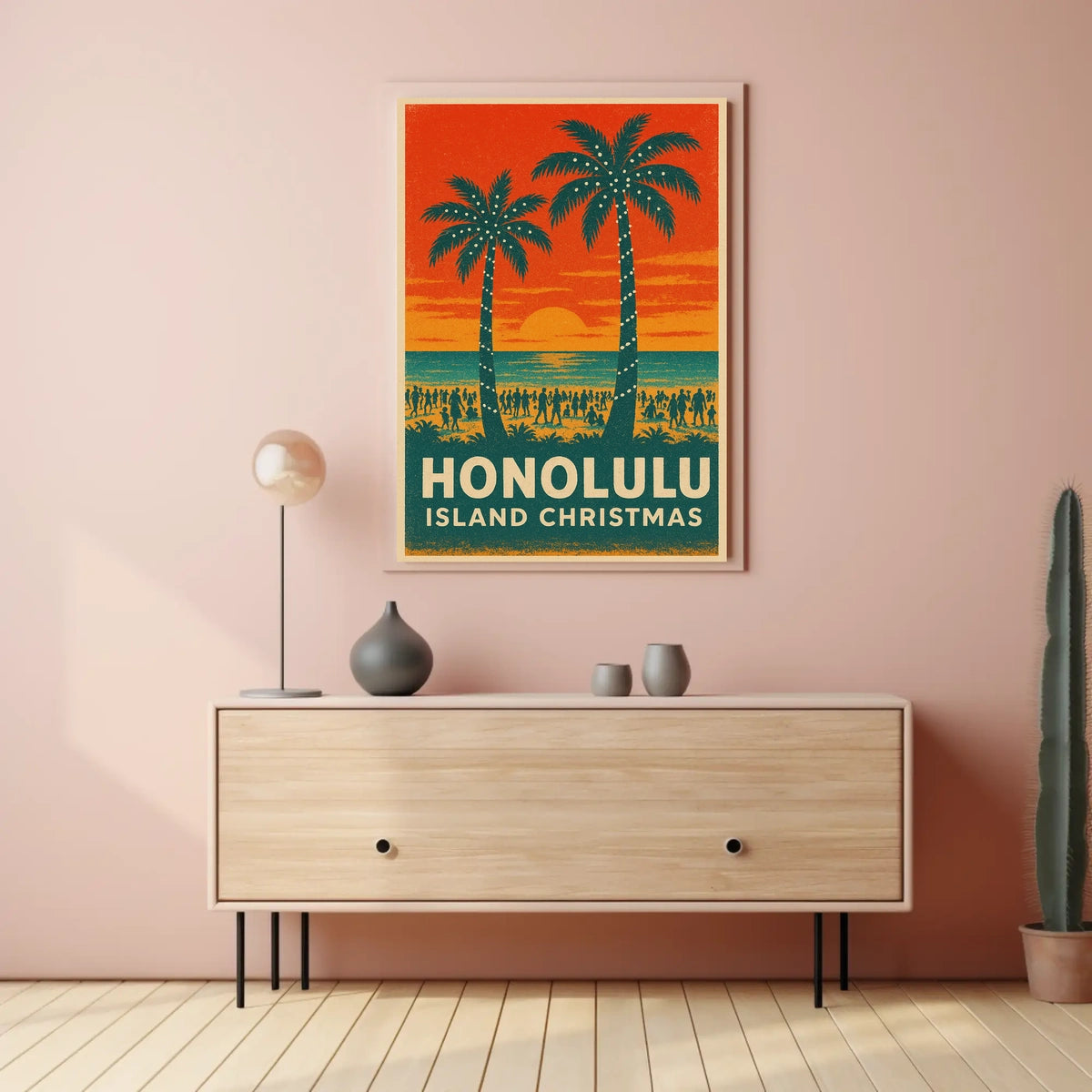 Honolulu Island Christmas Poster