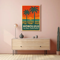 Honolulu Island Christmas Poster