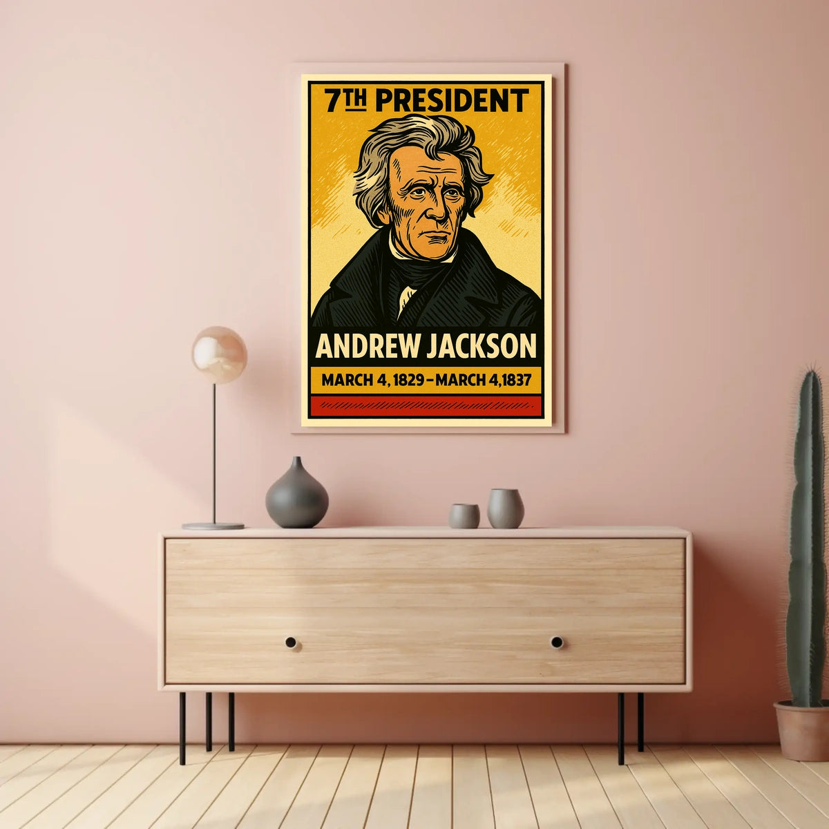 Andrew Jackson 7th President of the United States Inked Comic Style Poster