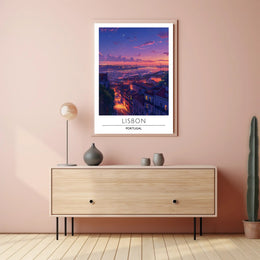 Lisbon Twilight Magic Scenic View Urban or Cityscape Poster