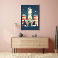 Winter Night at the Clock Tower Poster