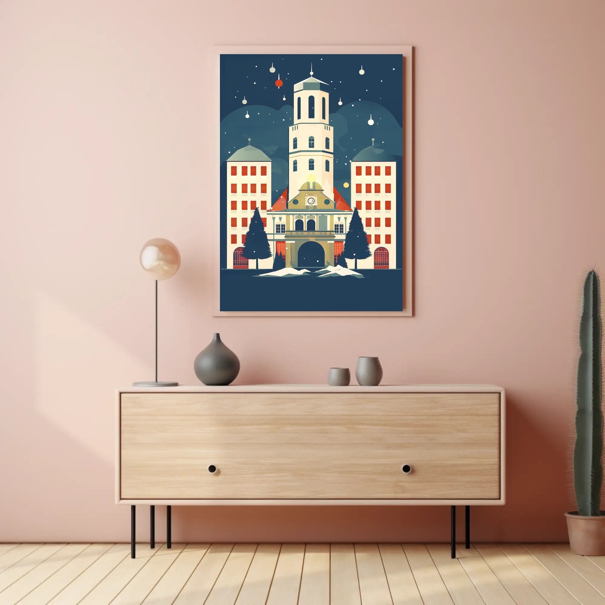 Winter Night at the Clock Tower Poster