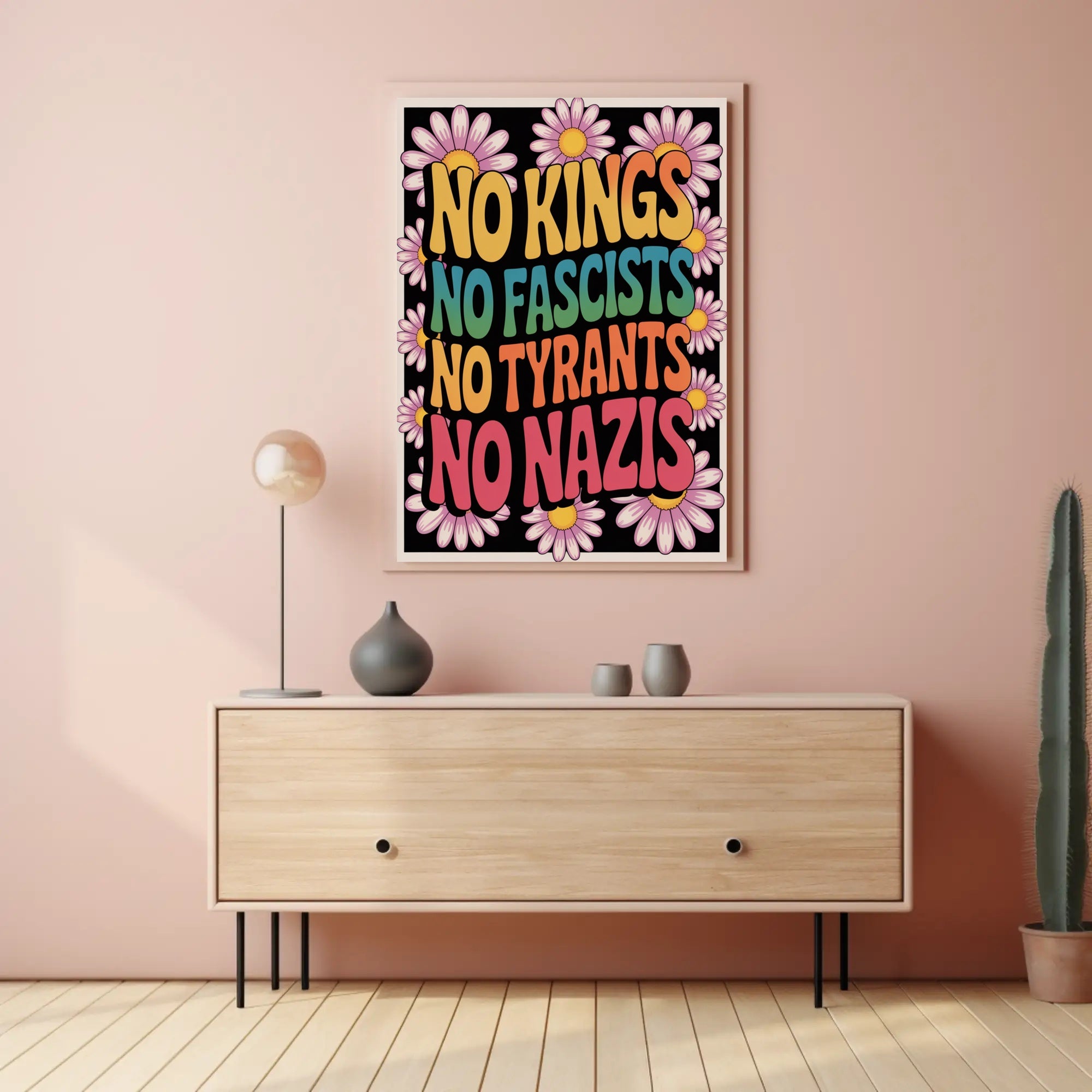 NO KINGS, NO FASCISTS Political or Propaganda Poster