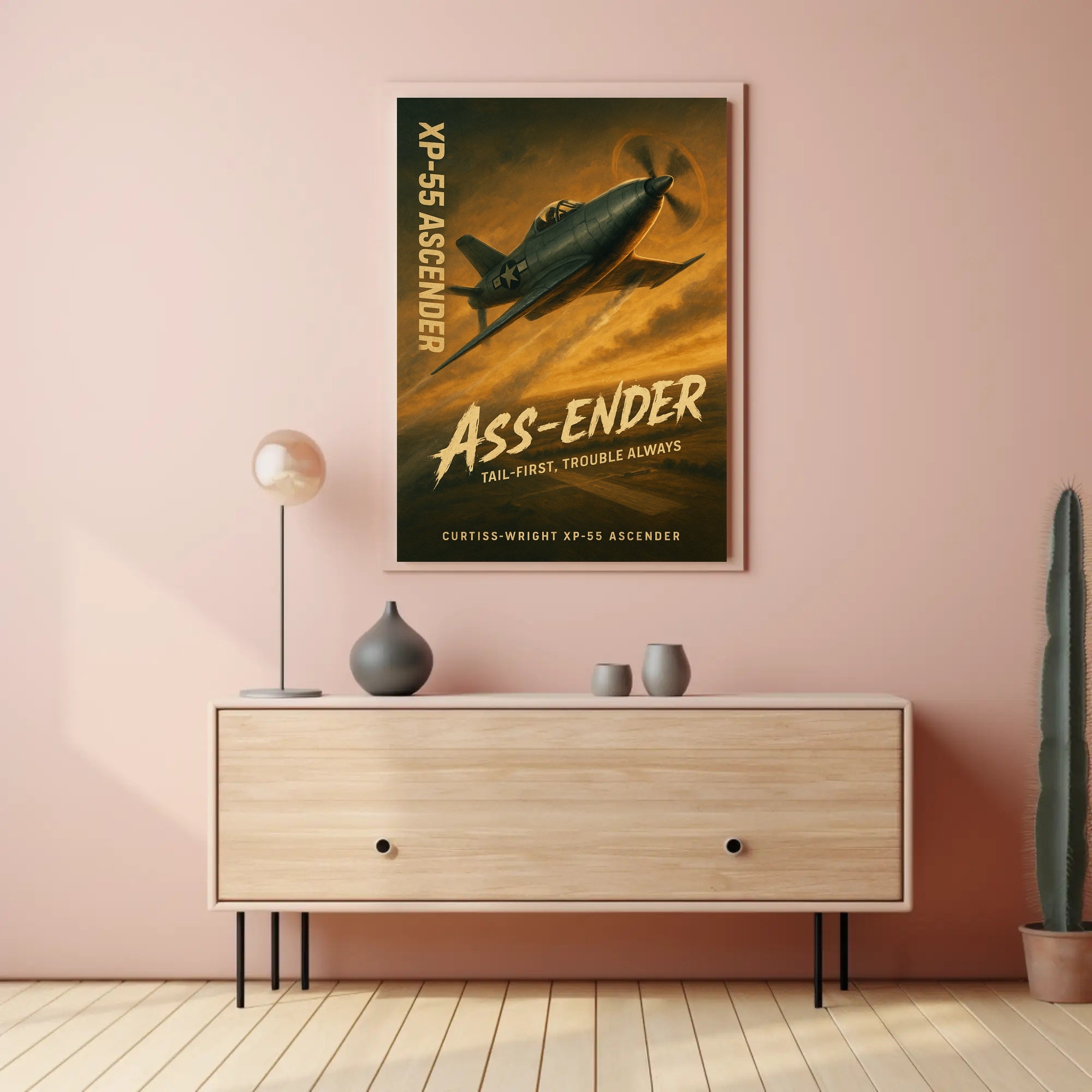 Curtiss-Wright XP-55 Ascender Iconic WWII Era Poster