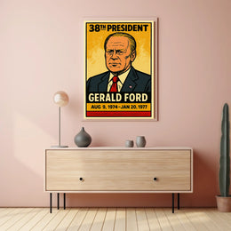 Gerald Ford 38th President of the United States Inked Comic Style Poster