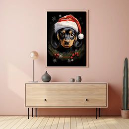 Festive Dog with Santa Hat: Animal Poster