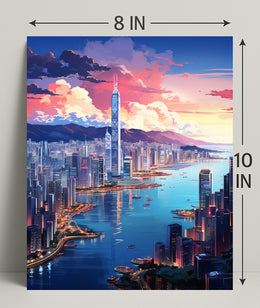 Cityscape At Sunset Poster