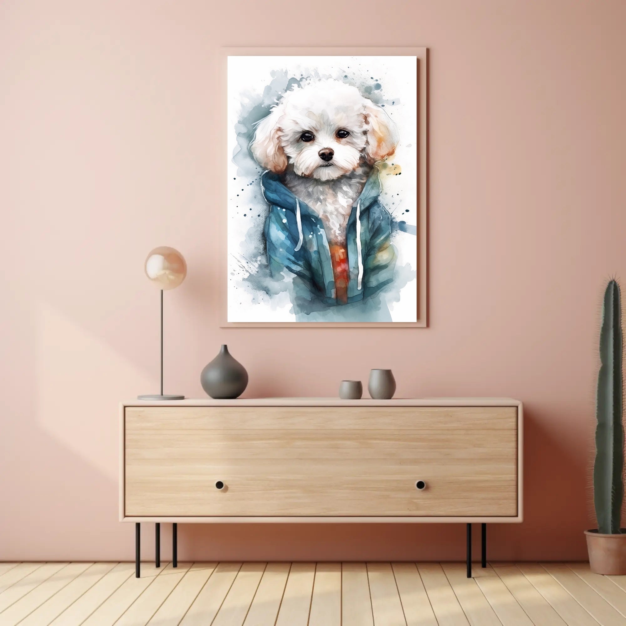 Cozy Dog Portrait Watercolor Poster Wall Art