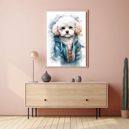 Cozy Dog Portrait Watercolor Poster Wall Art