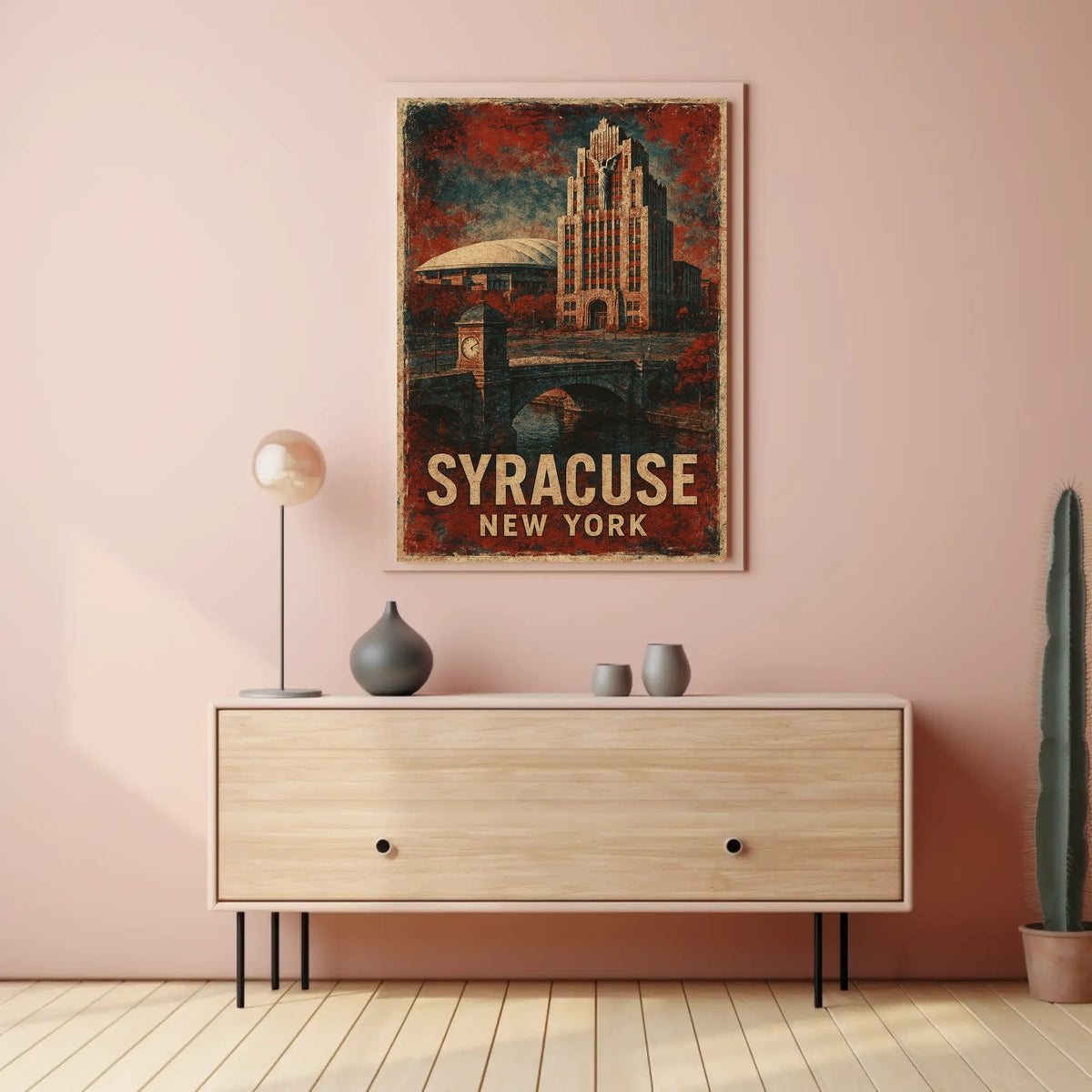 Syracuse New York Vintage Cityscape Collector Poster