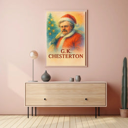Santa Meets Literature: A Whimsical Cultural Heritage Poster