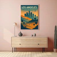 Los Angeles Skyline Retro Art Urban or Cityscape Poster