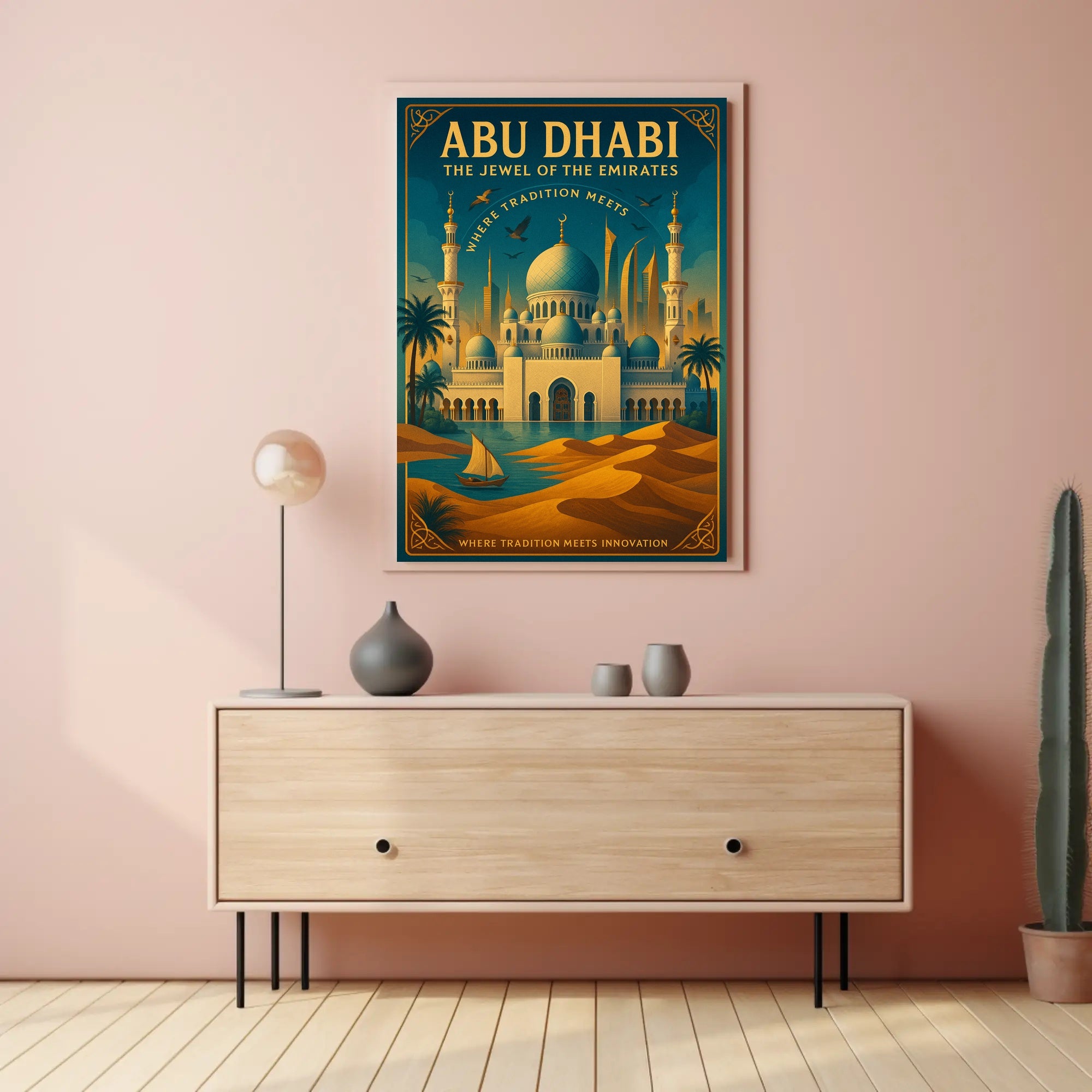 Abu Dhabi Elegance: Modern Meets Vintage Cultural or Heritage Poster