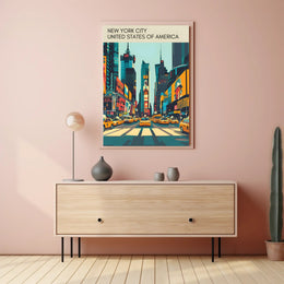 New York City Street Scene Poster Modern Travel Wall Art