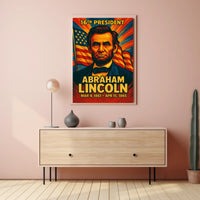 Abraham Lincoln 16th President of the United States Colorful Comic Book Style Poster
