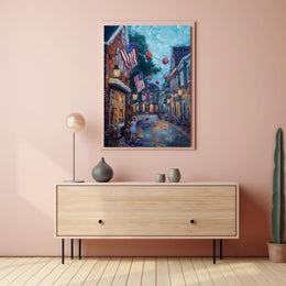 small town American street during 4th of July Poster