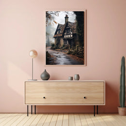Enchanted Cottage In The Mist Poster