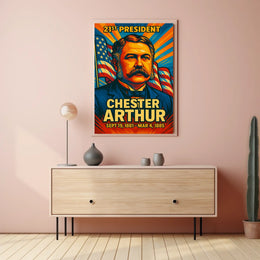 Chester A. Arthur 21st President of the United States Colorful Comic Book Style Poster