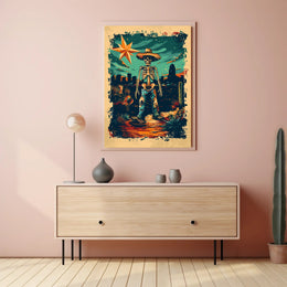 Desert Skeleton Cowboy Poster PosterGoat